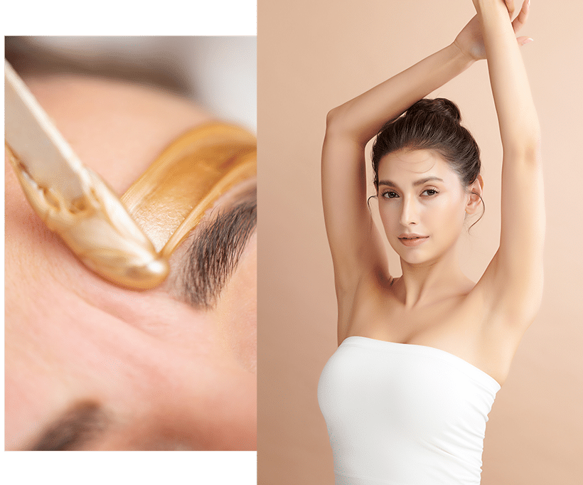 A woman showing off her underarms after a Brazilian waxing treatment